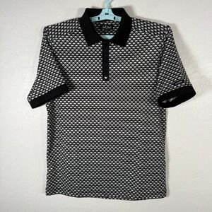 Bad Birdie Polo Shirt Mens Medium Black White Geometric Golf Performance